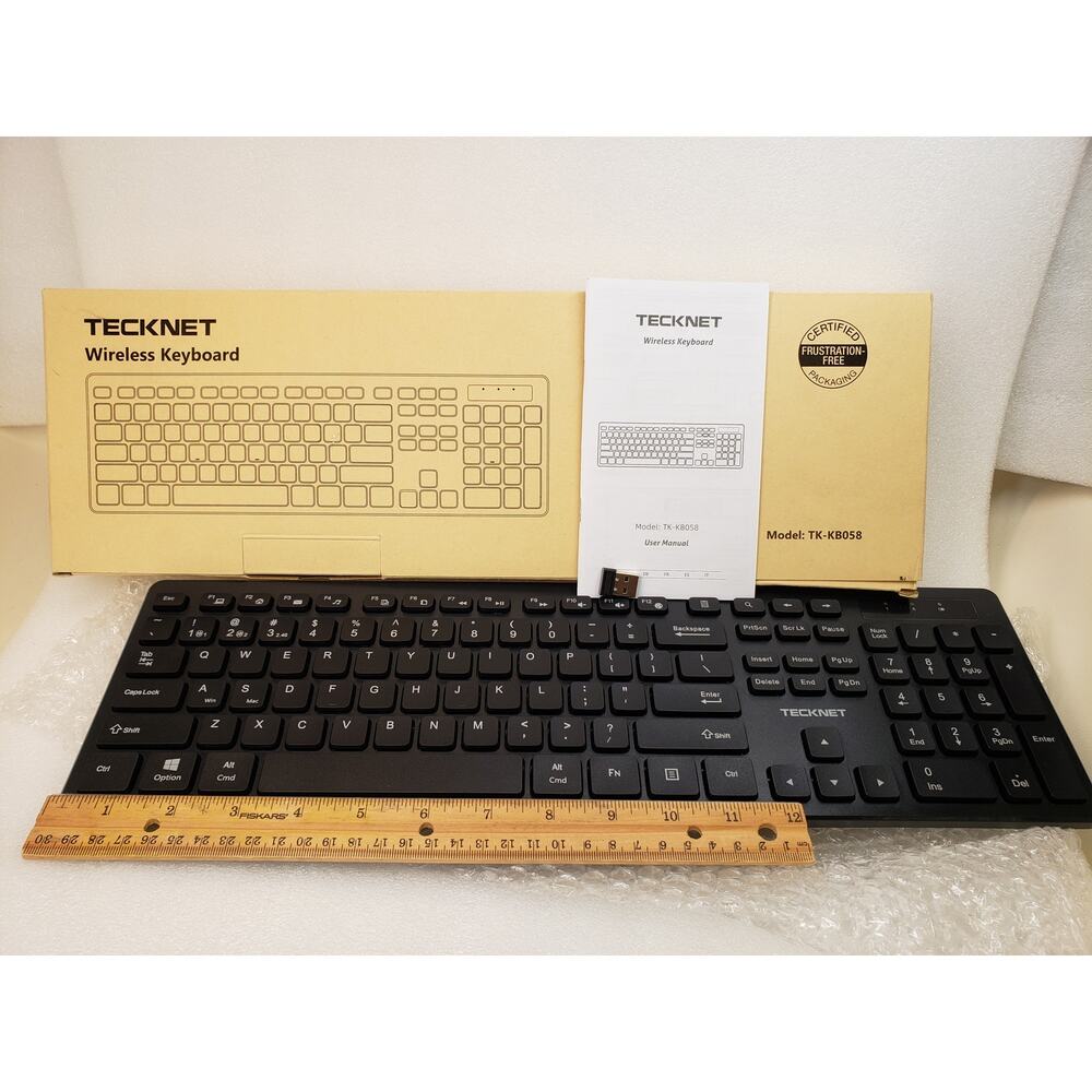 TECKNET TK-KB058 Wireless Keyboard Full-Size 2.4G with USB Dongle (Black)